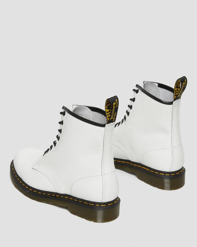 White Men's Dr Martens 1460 Smooth Leather Lace Up Boots | CA 535BEX